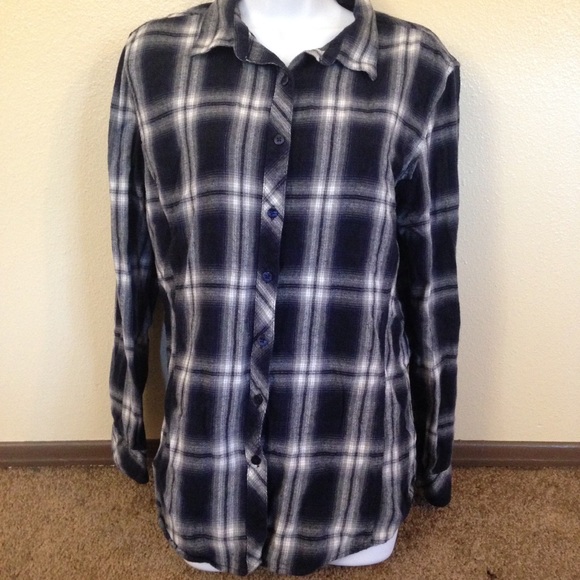 Indigo Tops - Indigo Plaid Flannel Shirt